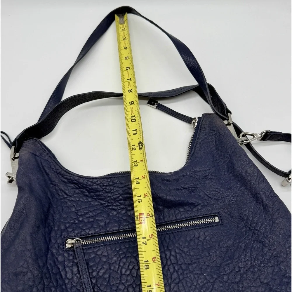 Vince Camuto Riley Hobo Bag Peacoat Blue Bubble Lamb Leather Shoulder Crossbody